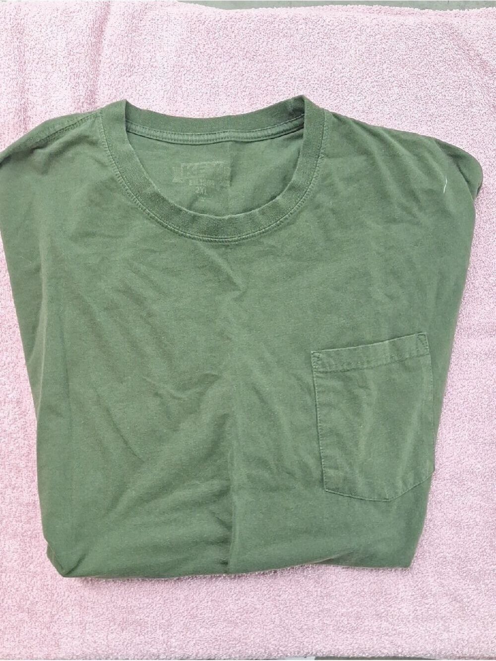 Mens Army Green T Shirt Pocket 2XL
